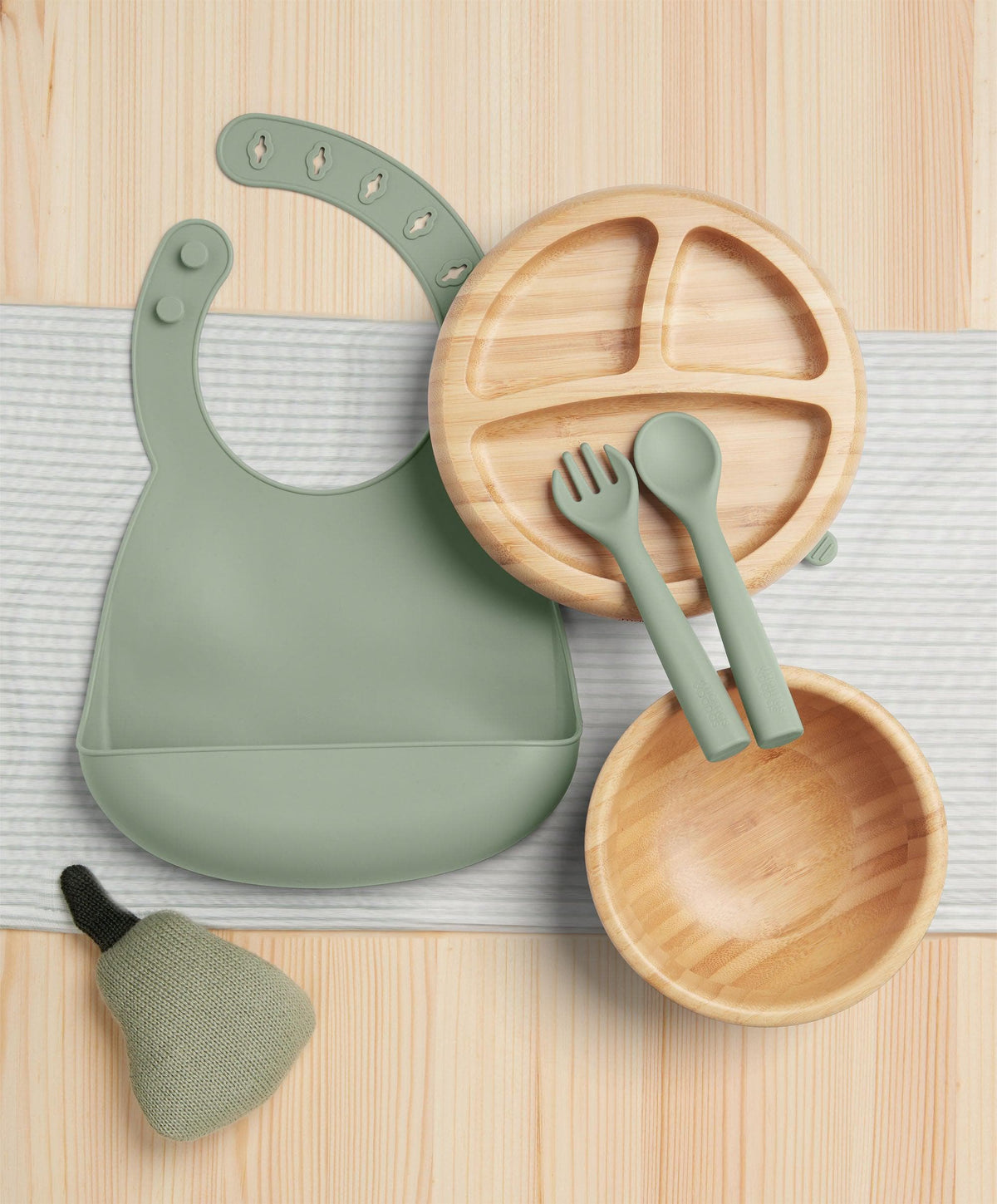 Mamas & Papas Baby Weaning First Mealtime Bamboo Set - Kiwi