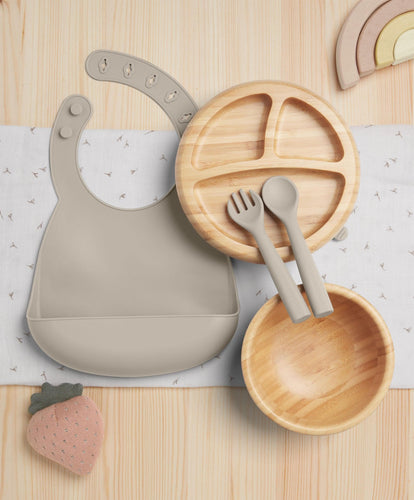 Mamas & Papas Baby Weaning First Mealtime Bamboo Set - Truffle