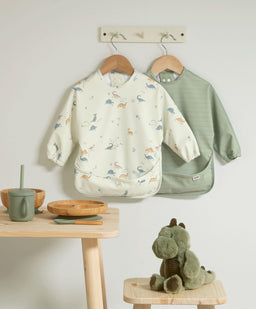 Mamas & Papas Baby Weaning Long-sleeved Bibs (2 Pack) - Dino Stripe