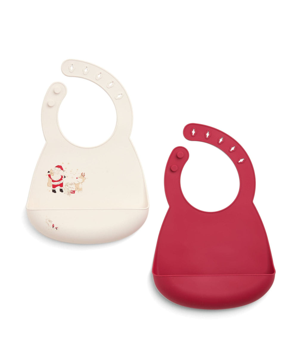 Mamas &amp; Papas Baby Weaning Santa &amp; Friends Silicone Bibs Pack of 2