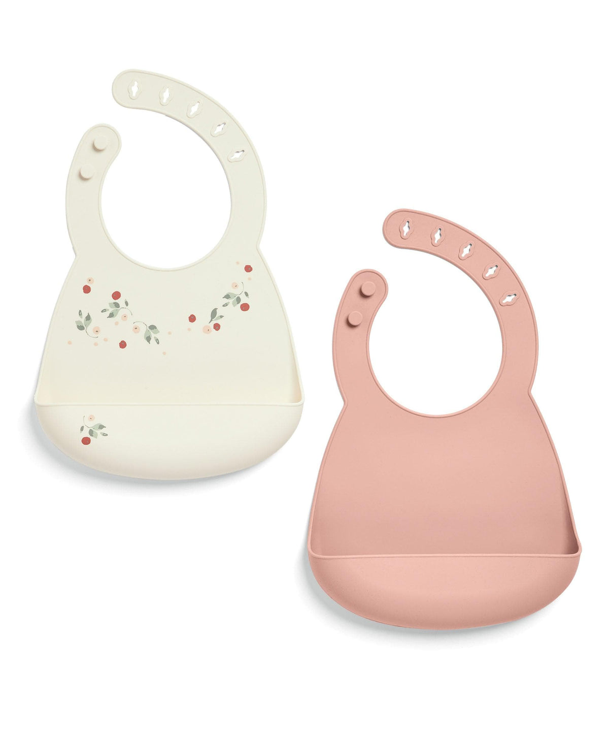 Drive Medical Adult Bib Dining Scarf 2-Pack - Floral & Pink Water-Resistant Bibs For Eating