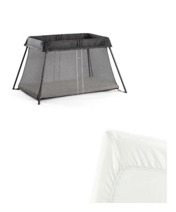 Mamas & Papas Babybjorn Travel Cot Light Bundle with Fitted Sheet - Black