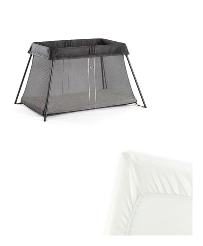 Mamas & Papas Babybjorn Travel Cot Light Bundle with Fitted Sheet - Black