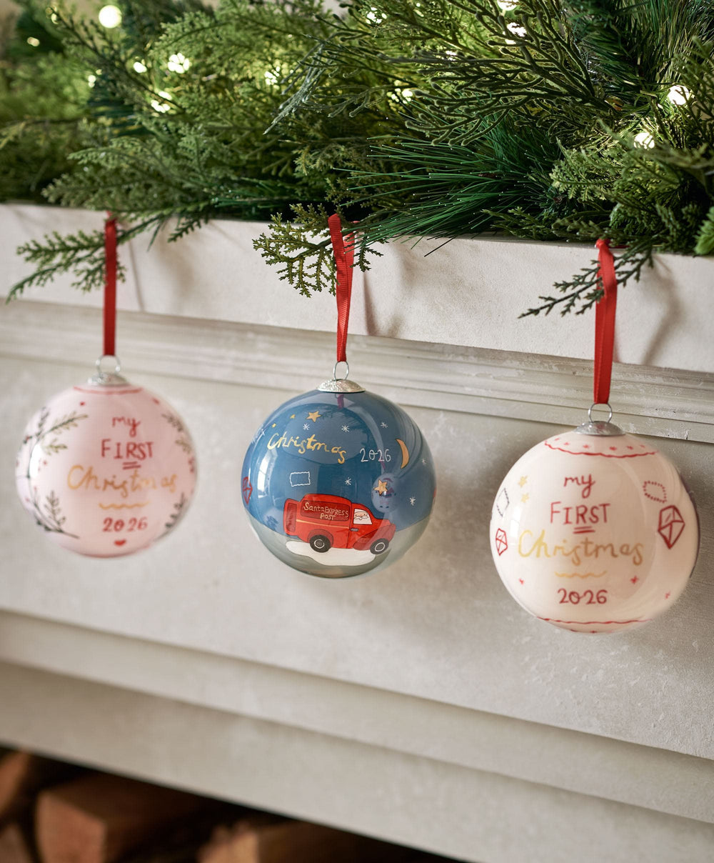 Mamas &amp; Papas Baubles Glass Bauble 2026 - Blue