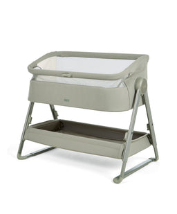 Mamas & Papas Bedside Sleeping Lua 2 Bedside Crib Bundle with White Sheets & Mattress Protector - Thyme