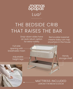 Mamas & Papas Bedside Sleeping Lua 2 Bedside Crib - Mocha