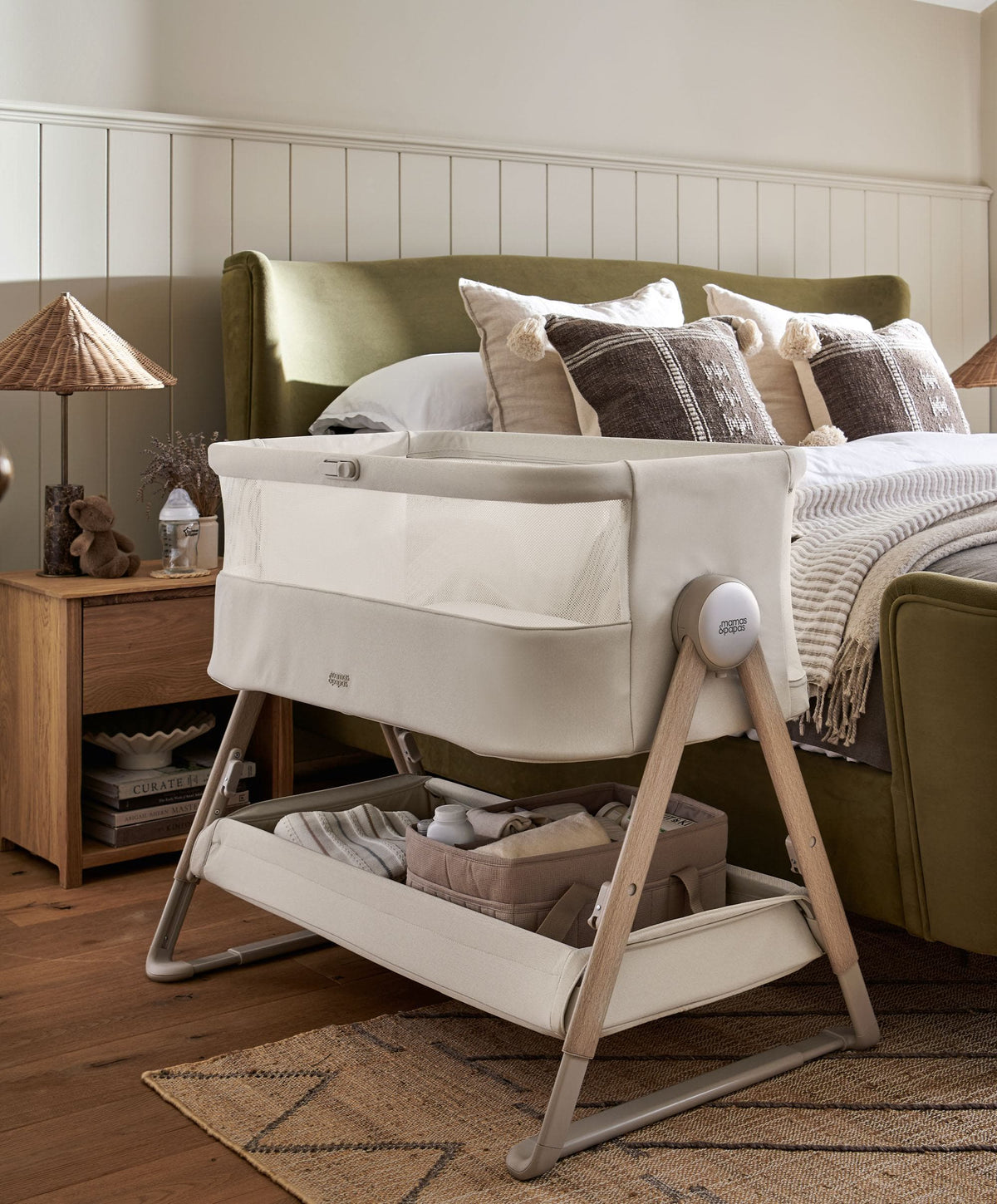 Mamas & Papas Bedside Sleeping Lua 2 Bedside Crib - Sand