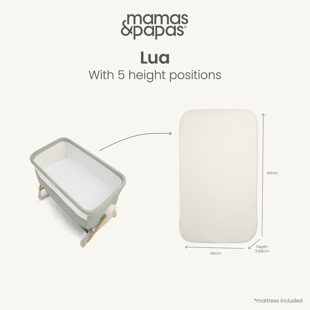 Mamas &amp; Papas Bedside Sleeping Lua Bedside Crib - Fawn