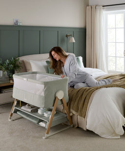 Mamas & Papas Bedside Sleeping Lua Bedside Crib - Sage