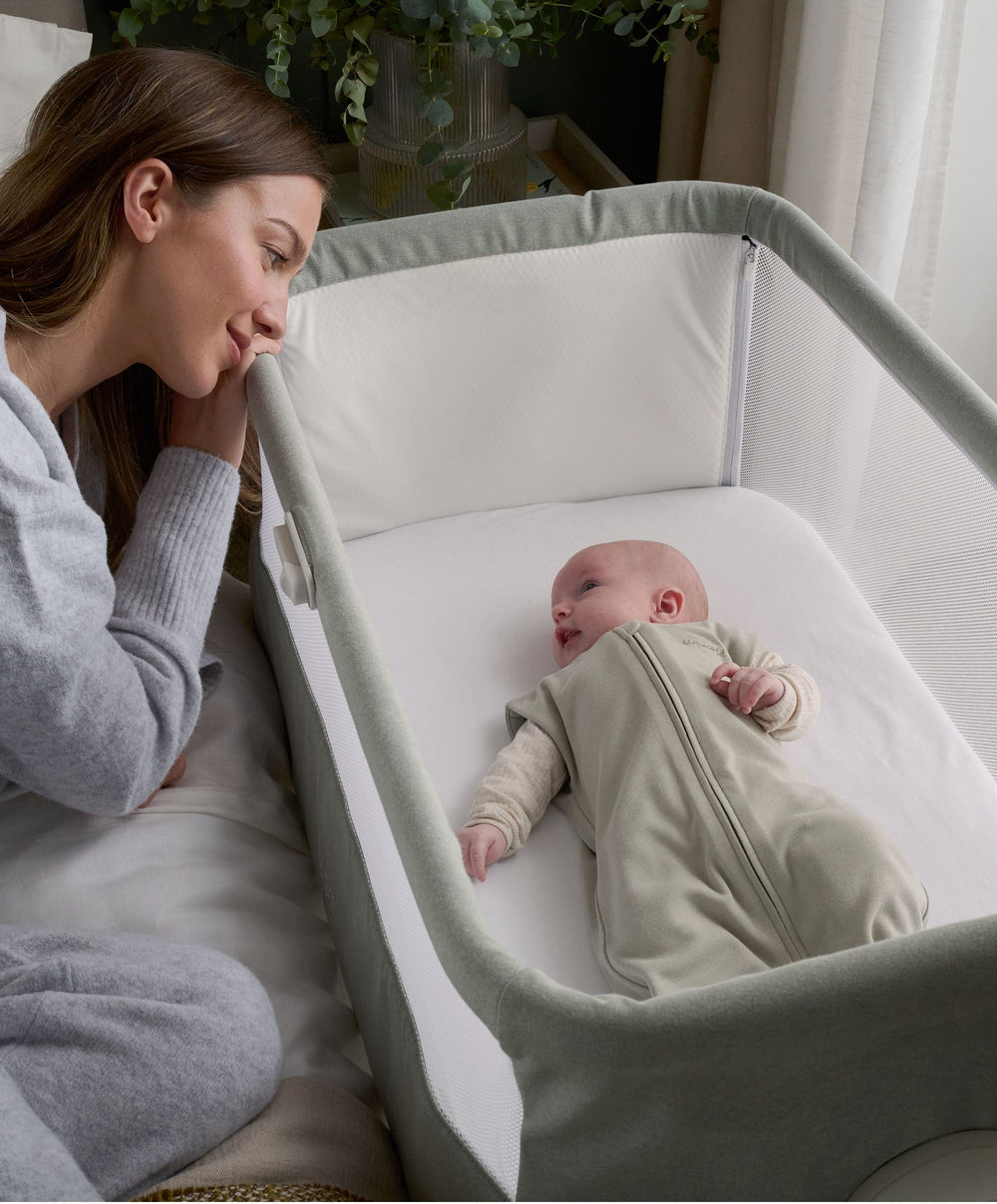 Mamas &amp; Papas Bedside Sleeping Lua Bedside Crib - Sage