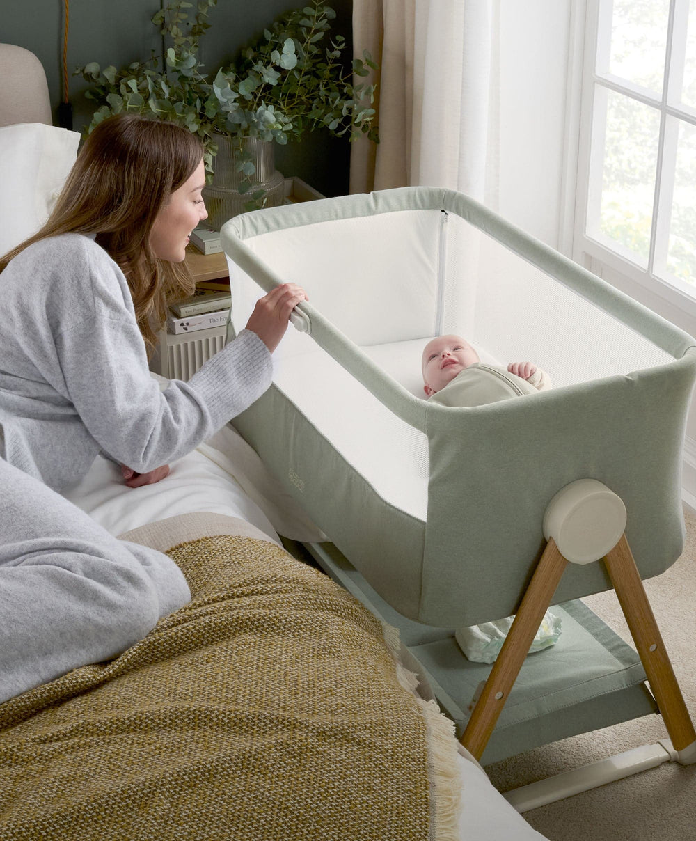 Mamas &amp; Papas Bedside Sleeping Lua Bedside Crib - Sage