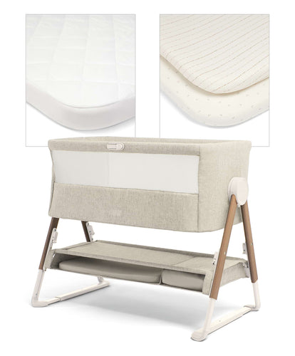 Mamas & Papas Bedside Sleeping Lua Crib Bundle - Spot/Oat