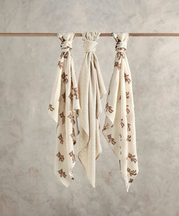 Mamas & Papas Bibs & Muslins Large Muslin Squares (3 Pack) - Brown Bear