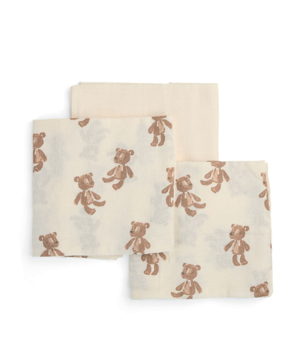 Mamas &amp; Papas Bibs &amp; Muslins Large Muslin Squares (3 Pack) - Brown Bear