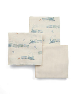 Mamas & Papas Bibs & Muslins Large Muslin Squares (3 Pack) - Train