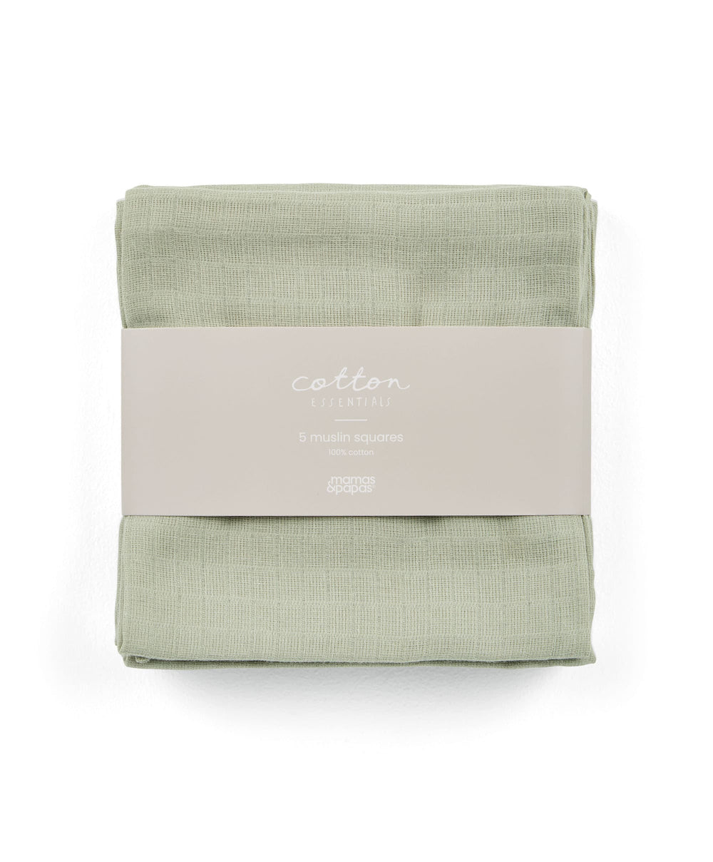 Mamas &amp; Papas Bibs &amp; Muslins Muslin Squares (Pack of 5) - Sage Green