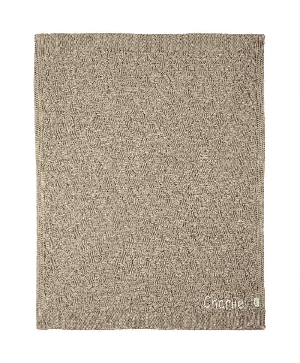 Mamas &amp; Papas Blankets Cable Knit Blanket - Welcome to the World Seedling - Mocha