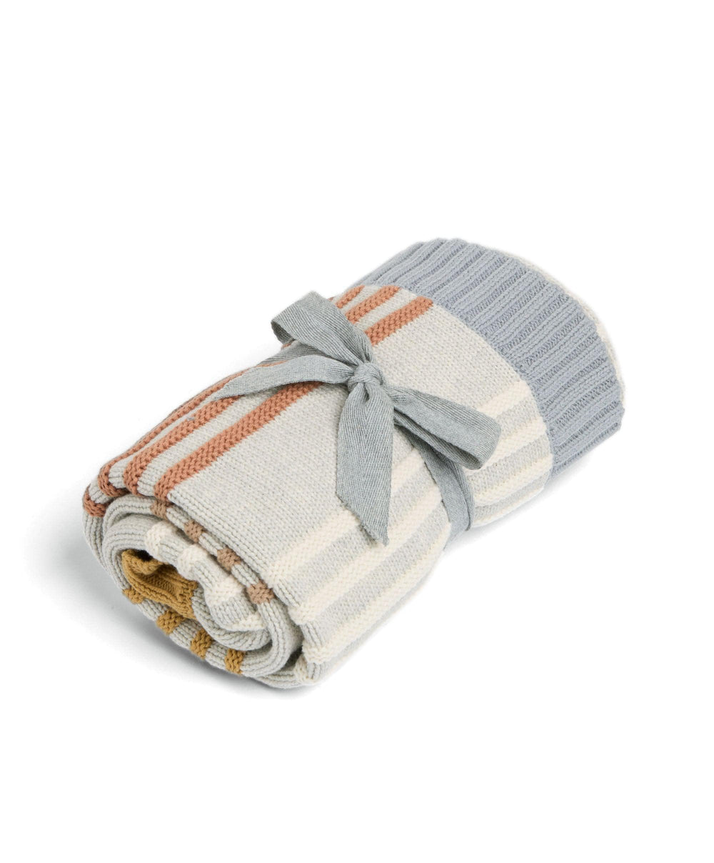 Mamas &amp; Papas Blankets Cotton Essentials Knitted Blanket - Multi Colour Striped
