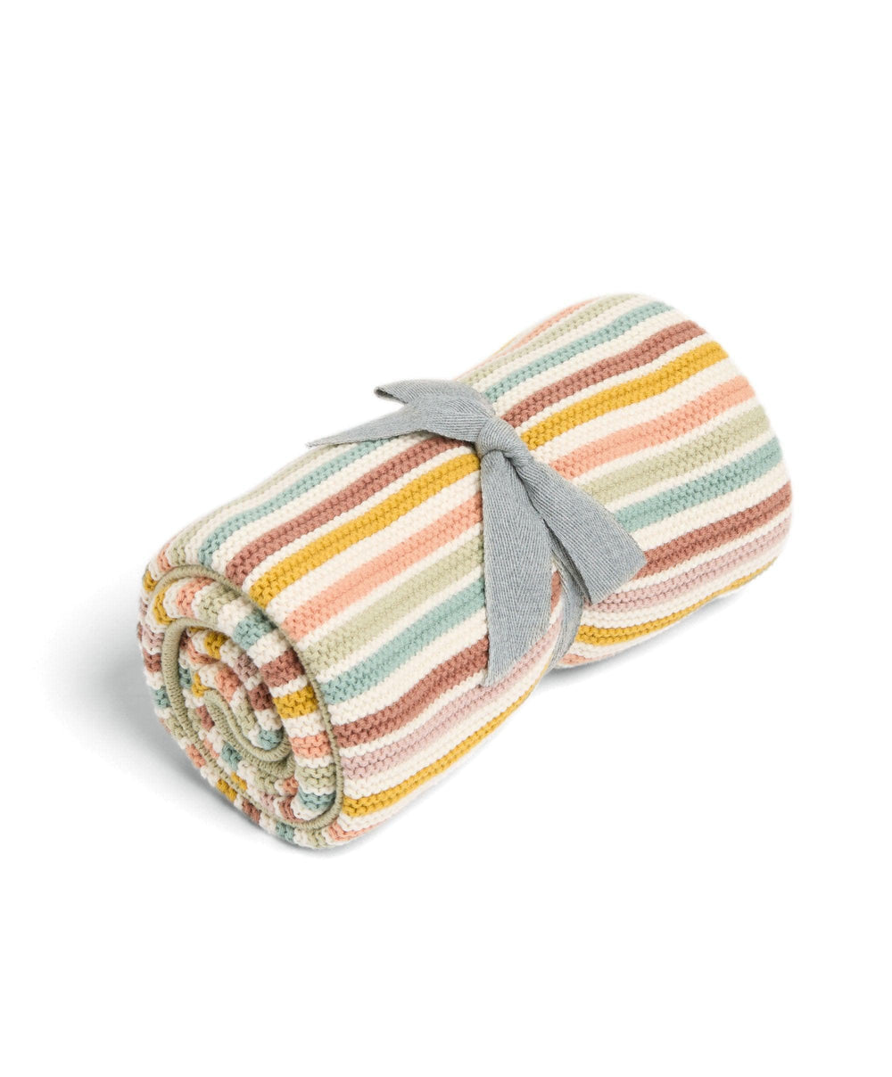 Mamas &amp; Papas Blankets Knitted Blanket -  Multi Colour Stripe