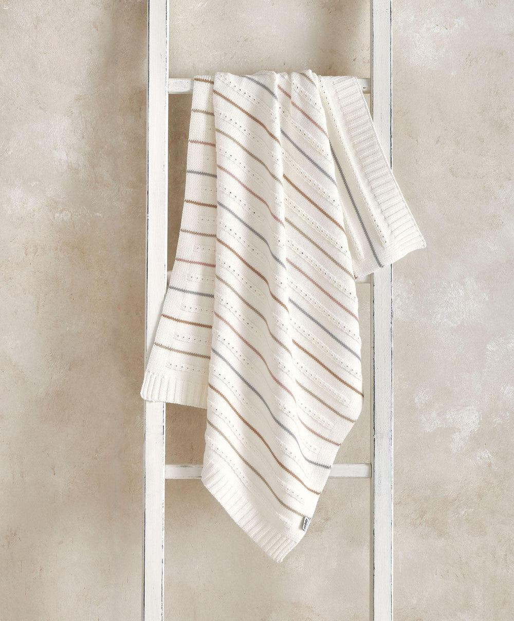 Mamas &amp; Papas Blankets Knitted Blanket - Neutral Stripe