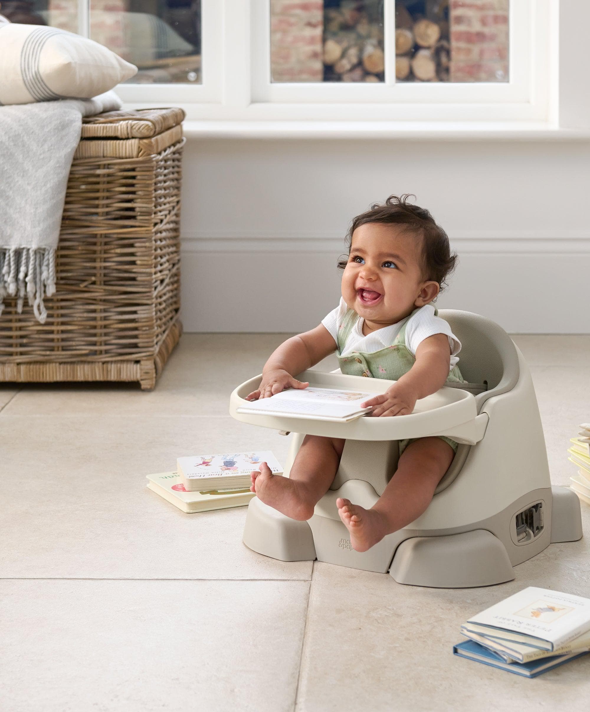 Bug 3-in-1 Floor & Booster Seat with Activity Tray - Clay