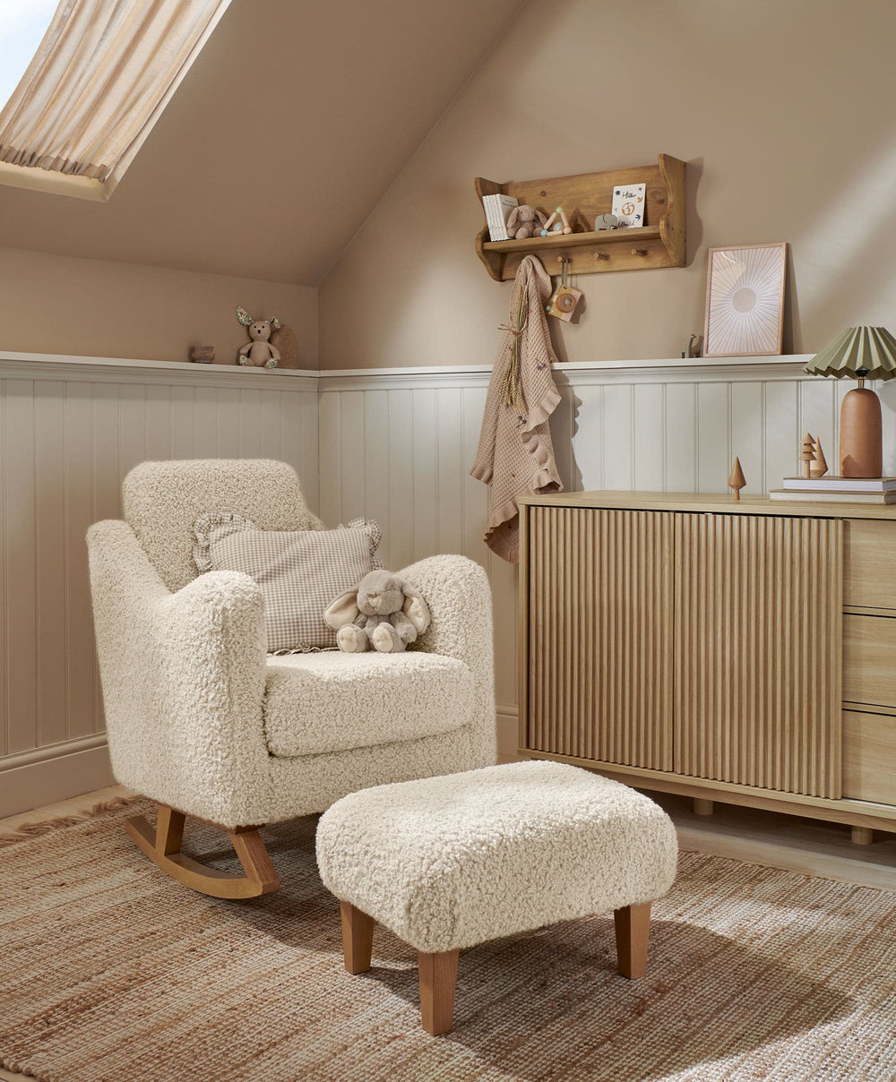 Mamas &amp; Papas Bowdon Nursing Chair &amp; Footstool Set - Snow Teddy