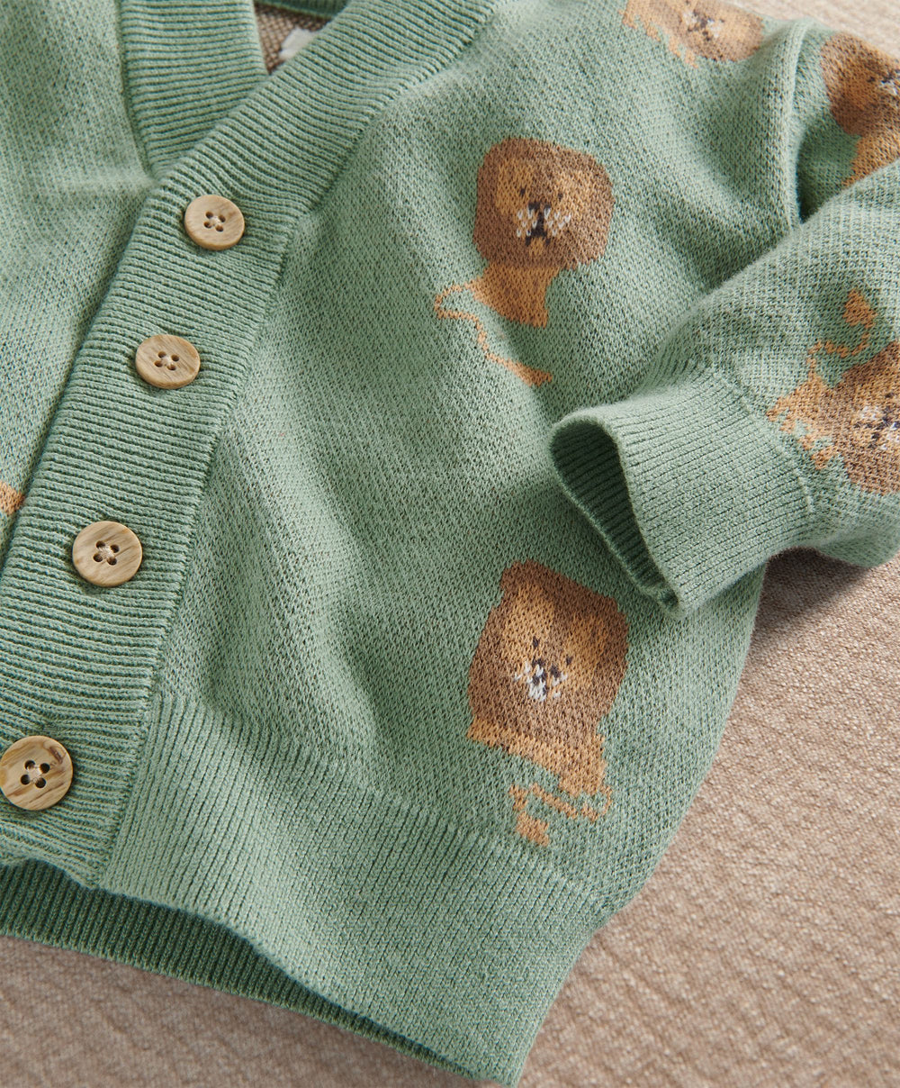 Mamas &amp; Papas Cardigan Lion Knit Cardigan with long Sleeves