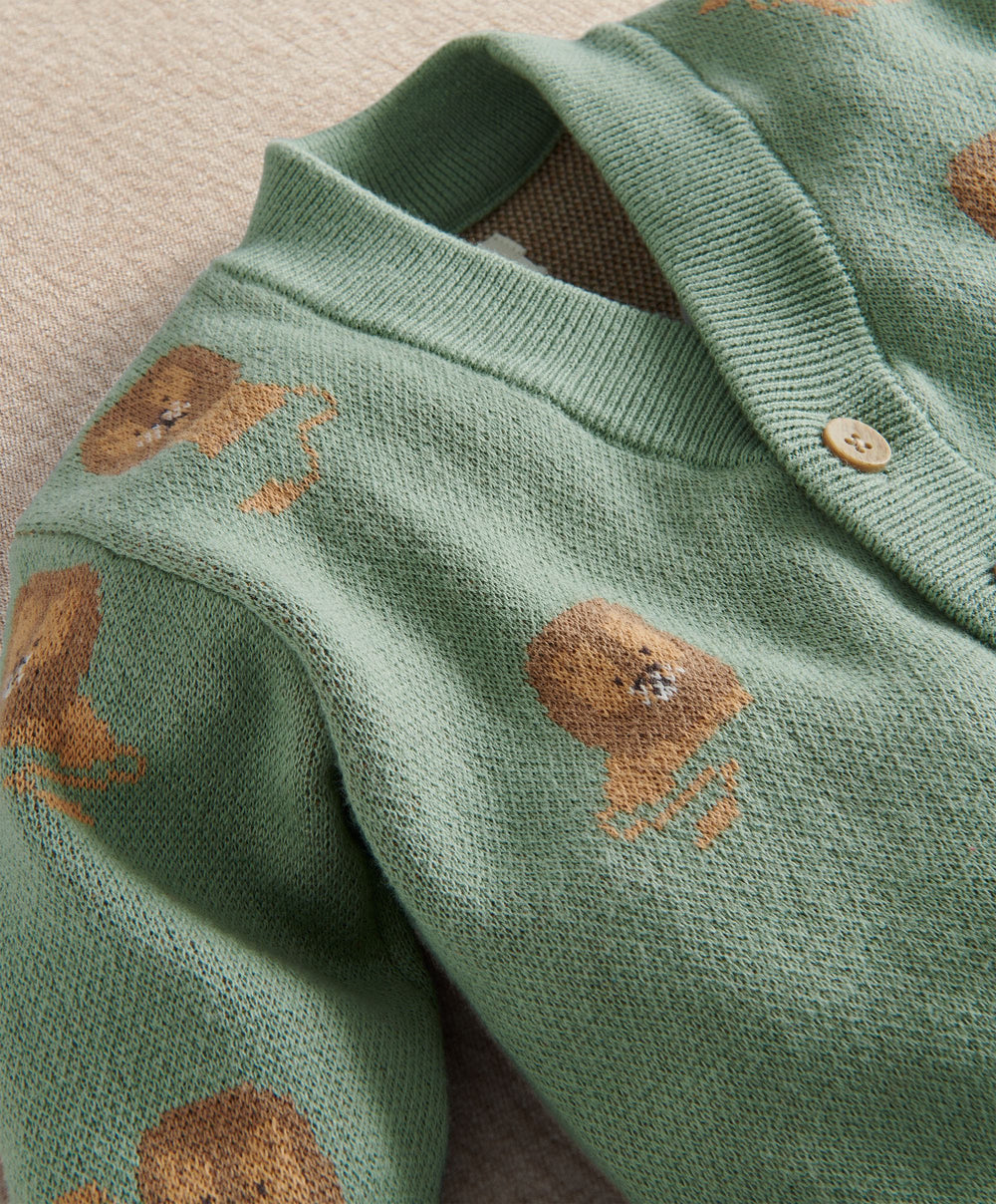 Mamas &amp; Papas Cardigan Lion Knit Cardigan with long Sleeves