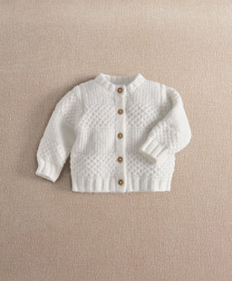 Mamas & Papas Cardigan White Textured Cable Knit Cardigan