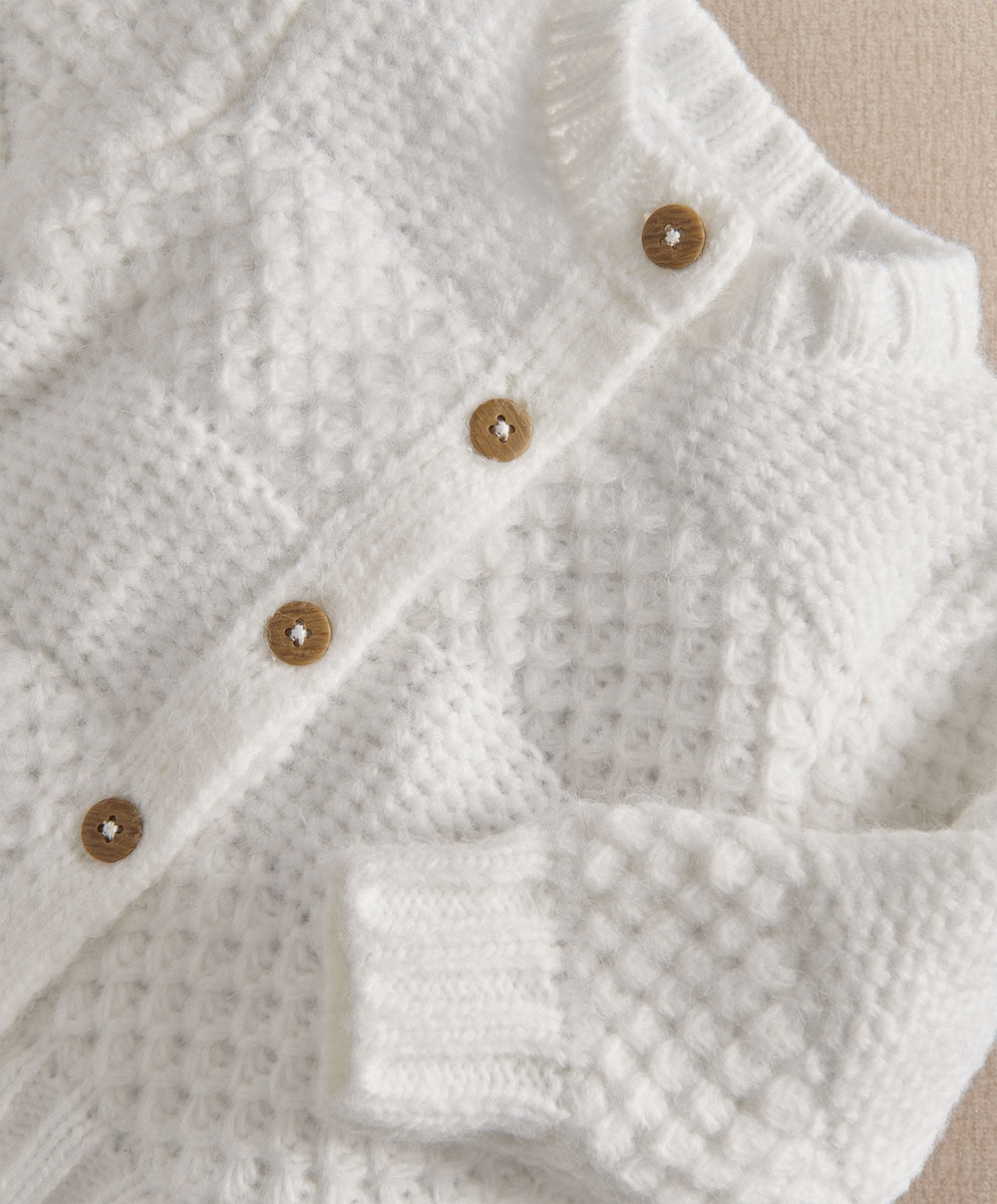 Mamas &amp; Papas Cardigan White Textured Cable Knit Cardigan