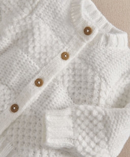 Mamas & Papas Cardigan White Textured Cable Knit Cardigan