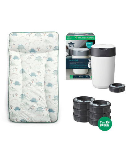 Mamas & Papas Changing Mats Dino Changing Mat Bundle with Tommee Tippee Nappy Bin & Cassettes