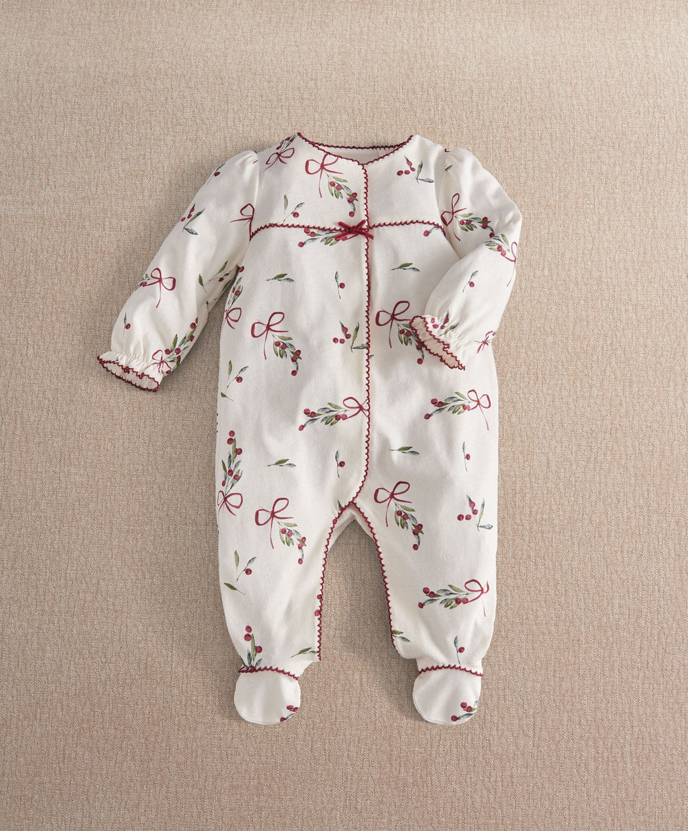 Mamas &amp; Papas Christmas Berry Bow Print All In One
