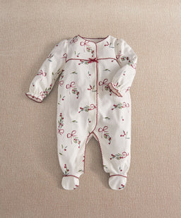 Mamas & Papas Christmas Berry Bow Print All In One