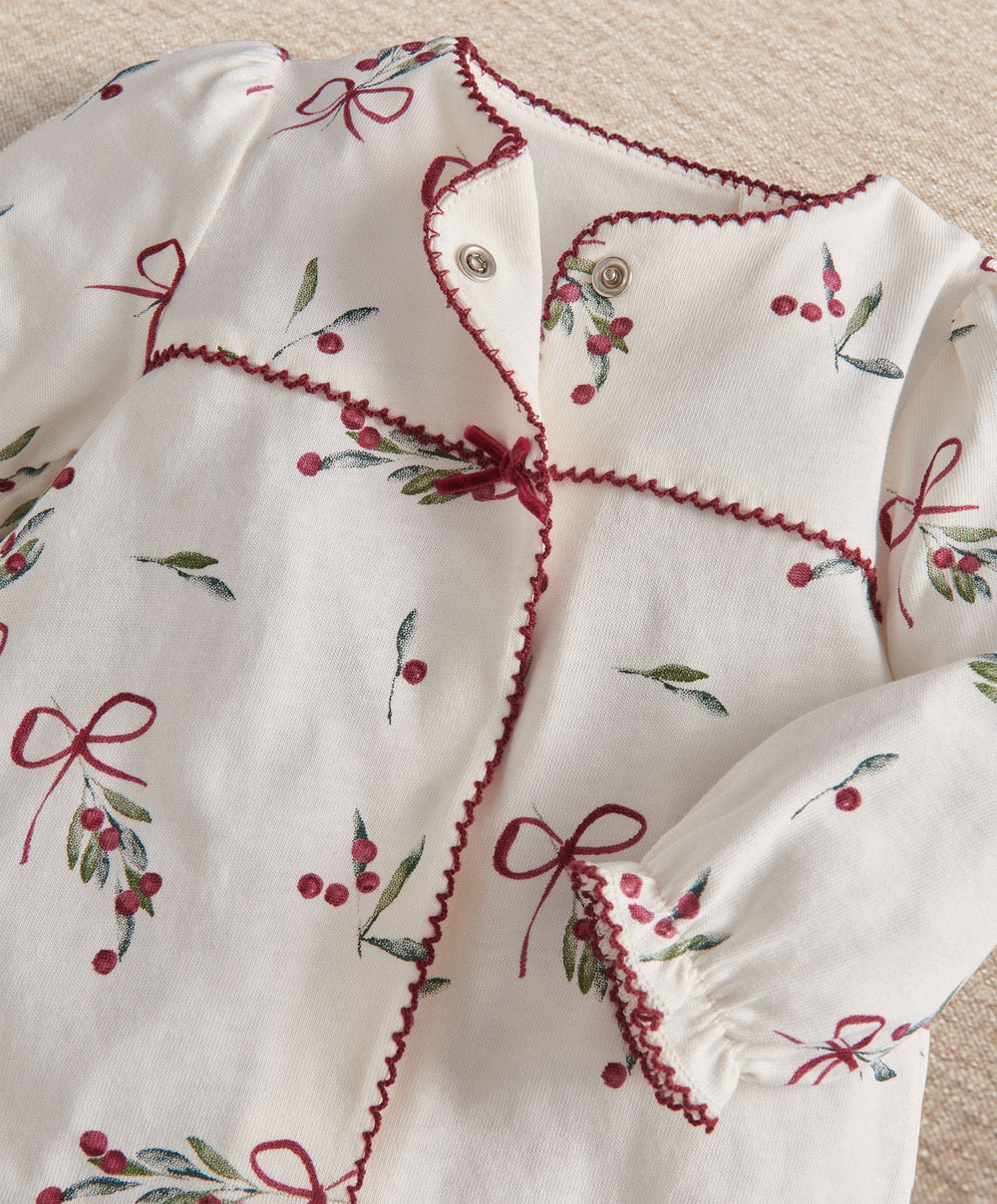 Mamas &amp; Papas Christmas Berry Bow Print All In One