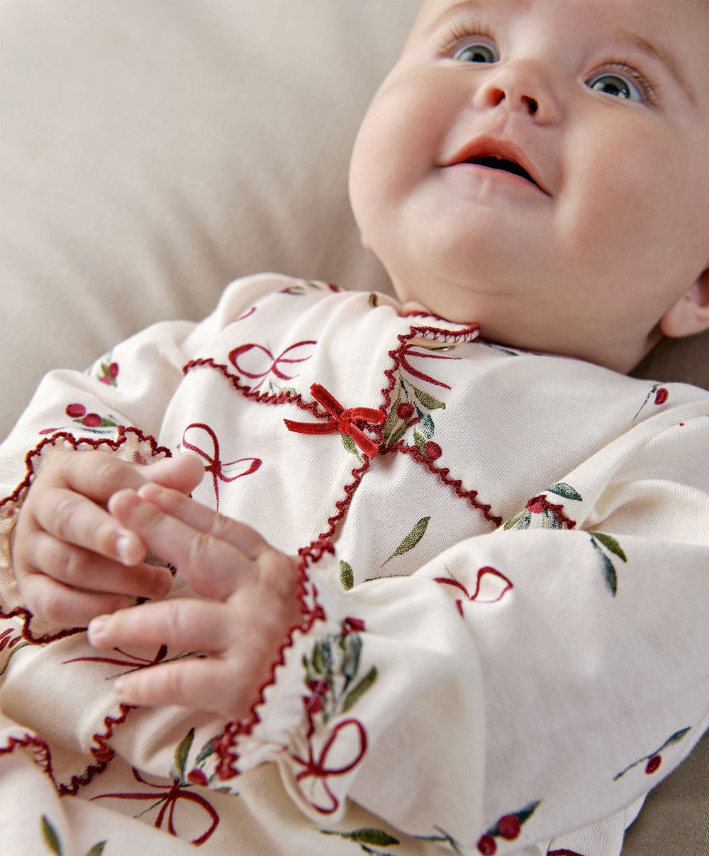 Mamas &amp; Papas Christmas Berry Bow Print All In One