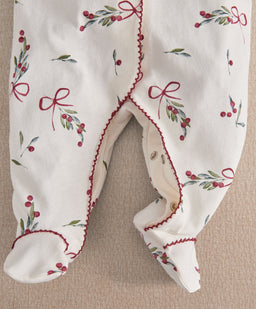 Mamas & Papas Christmas Berry Bow Print All In One