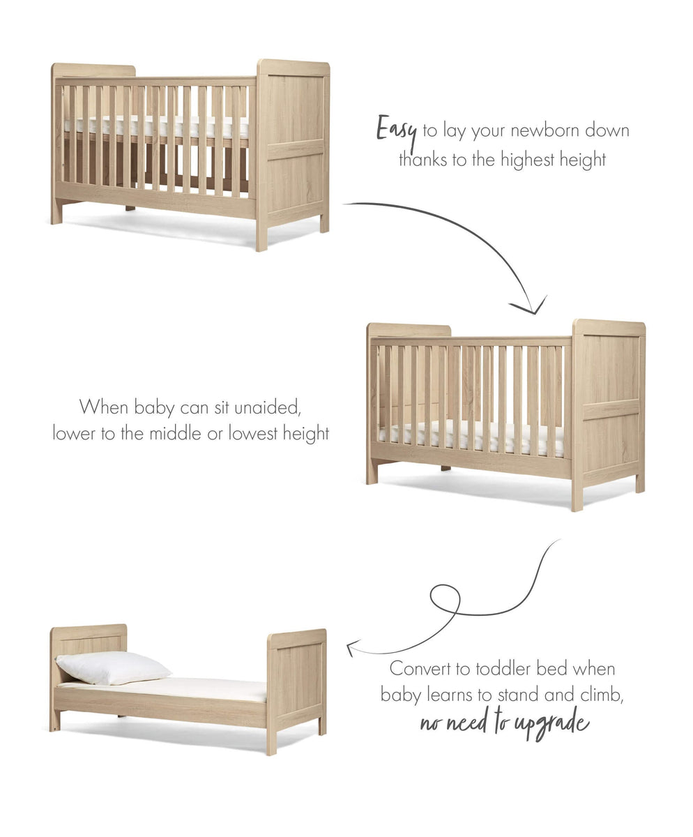 Atlas Cotbed Light Oak | Nursery Furniture – Mamas & Papas UK