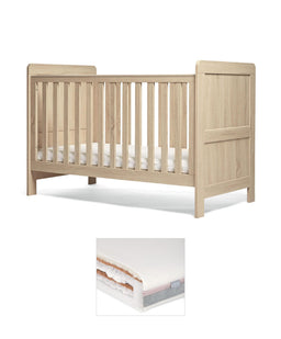 Mamas & Papas Cotbed Bundles Atlas Cotbed & Luxury Hybrid Twin Mattress Bundle - Light Oak