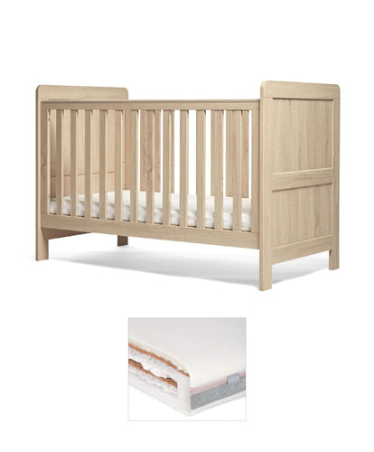 Mamas & Papas Cotbed Bundles Atlas Cotbed & Luxury Hybrid Twin Mattress Bundle - Light Oak