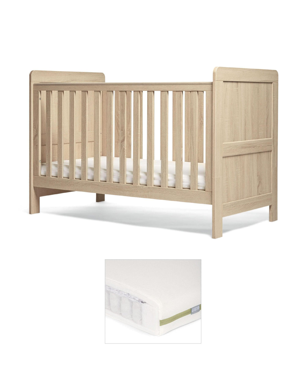 Mamas & Papas Cotbed Bundles Atlas Cotbed & Premium Pocket Spring Mattress Bundle - Light Oak