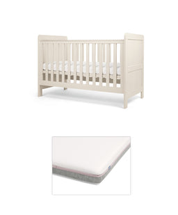 Mamas & Papas Cotbed Bundles Atlas Cotbed with Luxury Hybrid Twin Cotbed Mattress - Stone