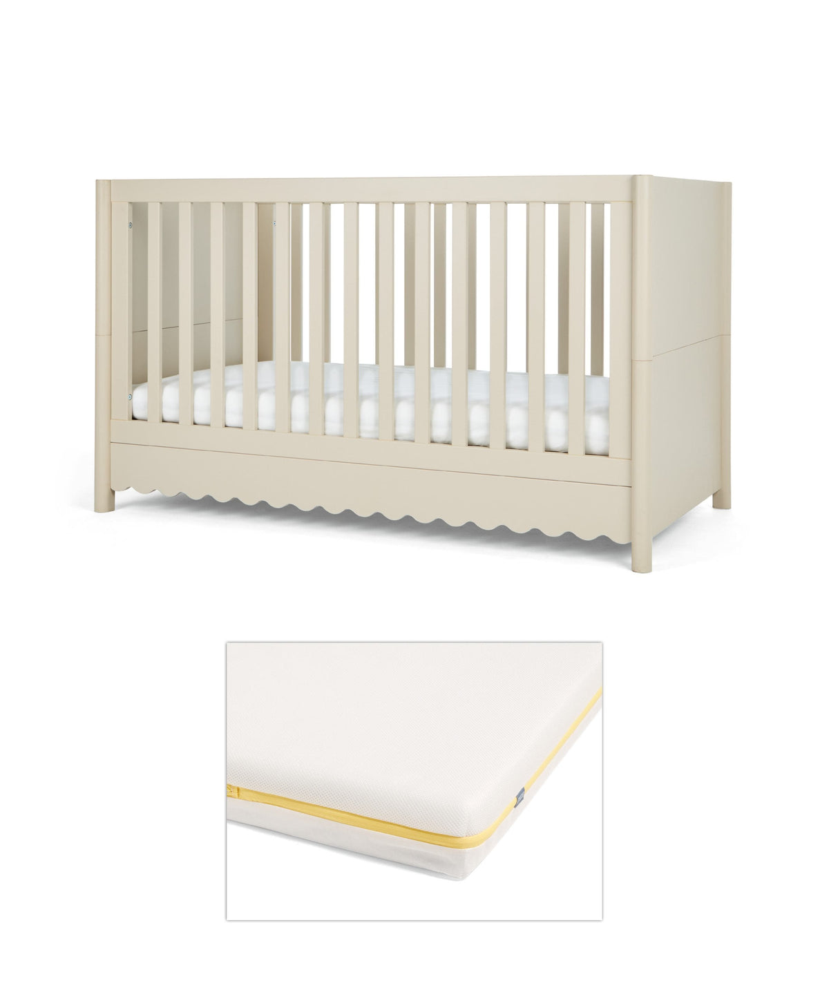 Mamas & Papas Cotbed Bundles Eryn Cotbed with Signature Airflow Pocket Spring Cotbed Mattress - Cashmere