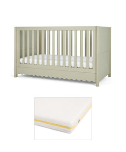 Mamas & Papas Cotbed Bundles Eryn Cotbed with Signature Airflow Pocket Spring Cotbed Mattress - Willow Green