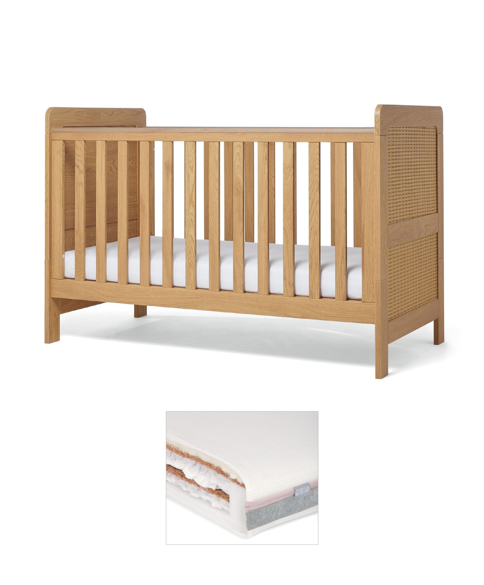 Esna Cotbed Luxury Hybrid Twin Cotbed Mattress Rattan – Mamas - Main Image