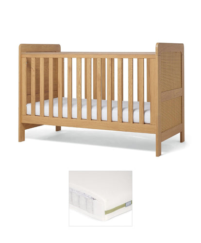 Mamas & Papas Cotbed Bundles Esna Cotbed & Premium Pocket Spring Cotbed Mattress Bundle - Rattan