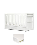 Mamas & Papas Cotbed Bundles Franklin Cotbed & Premium Pocket Spring Mattress Bundle - White Wash
