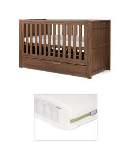 Mamas & Papas Cotbed Bundles Franklin Cotbed with Premium Pocket Spring Cotbed Mattress - Walnut