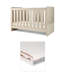 Mamas & Papas Cotbed Bundles Litton Cotbed with Luxury Hybrid Twin Cotbed Mattress - Washed Oak