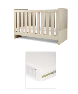 Mamas & Papas Cotbed Bundles Litton Cotbed with Premium Pocket Spring Cotbed Mattress - Washed Oak